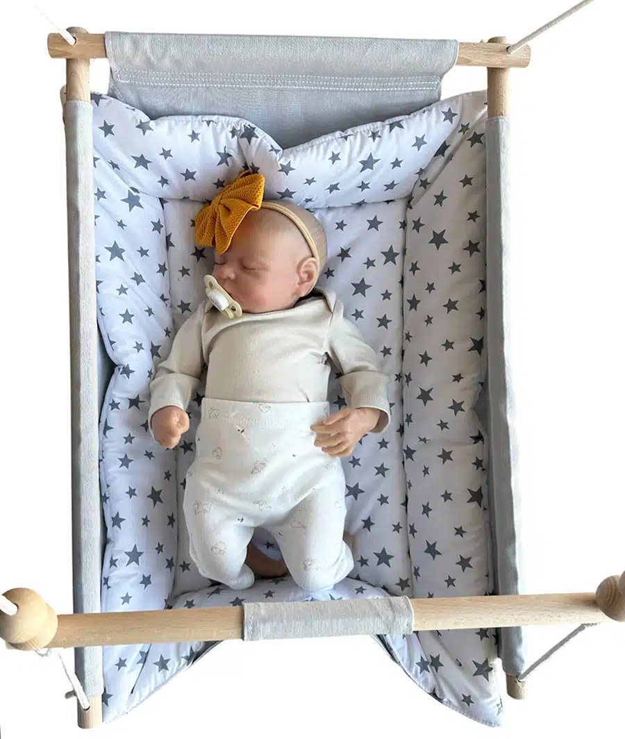 ljuljačka za bebe siva sa sivim zvjezdicama2