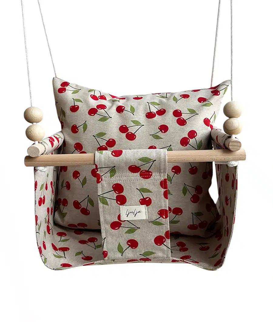 ljuljačka za bebe i djecu sa jastukom -trešnje4